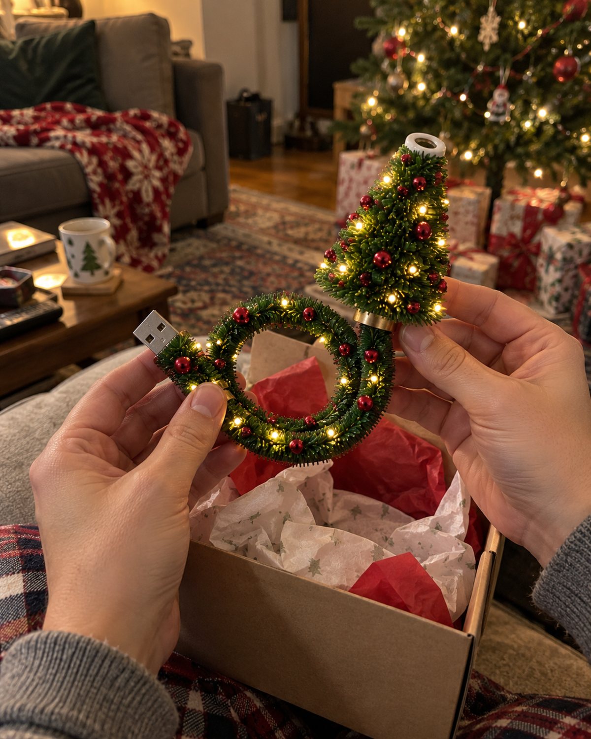 Unwrapping the tree lamp